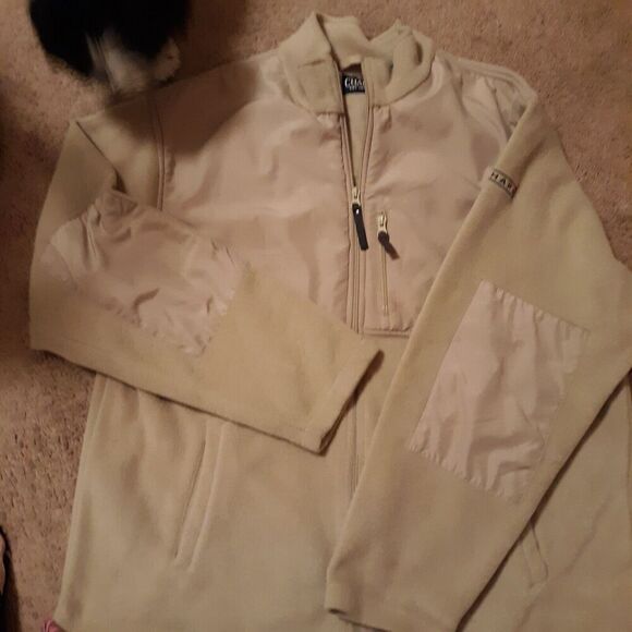 Men’s Chaps Fleece Jacket Size XL/TG Full Zip Tan Drawstring Waist LNC - Picture 3 of 12